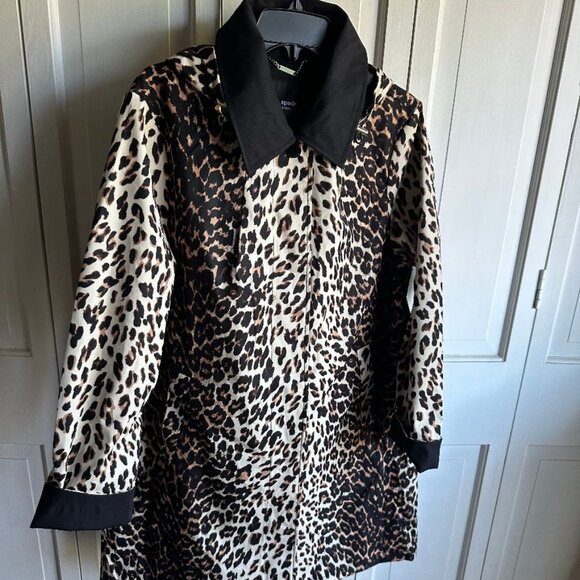NWT $300 Kate Spade New York Water Resistant Leopard Print Raincoat Size XL - Picture 1 of 6